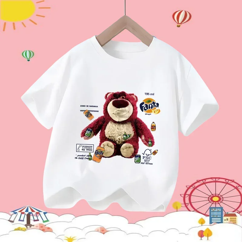 

Disney series Strawberry Bear Summer Children's T-shirt Cartoon Print Sports Boys' Short Sleeve Cute Girls' Casual Shirt 2025