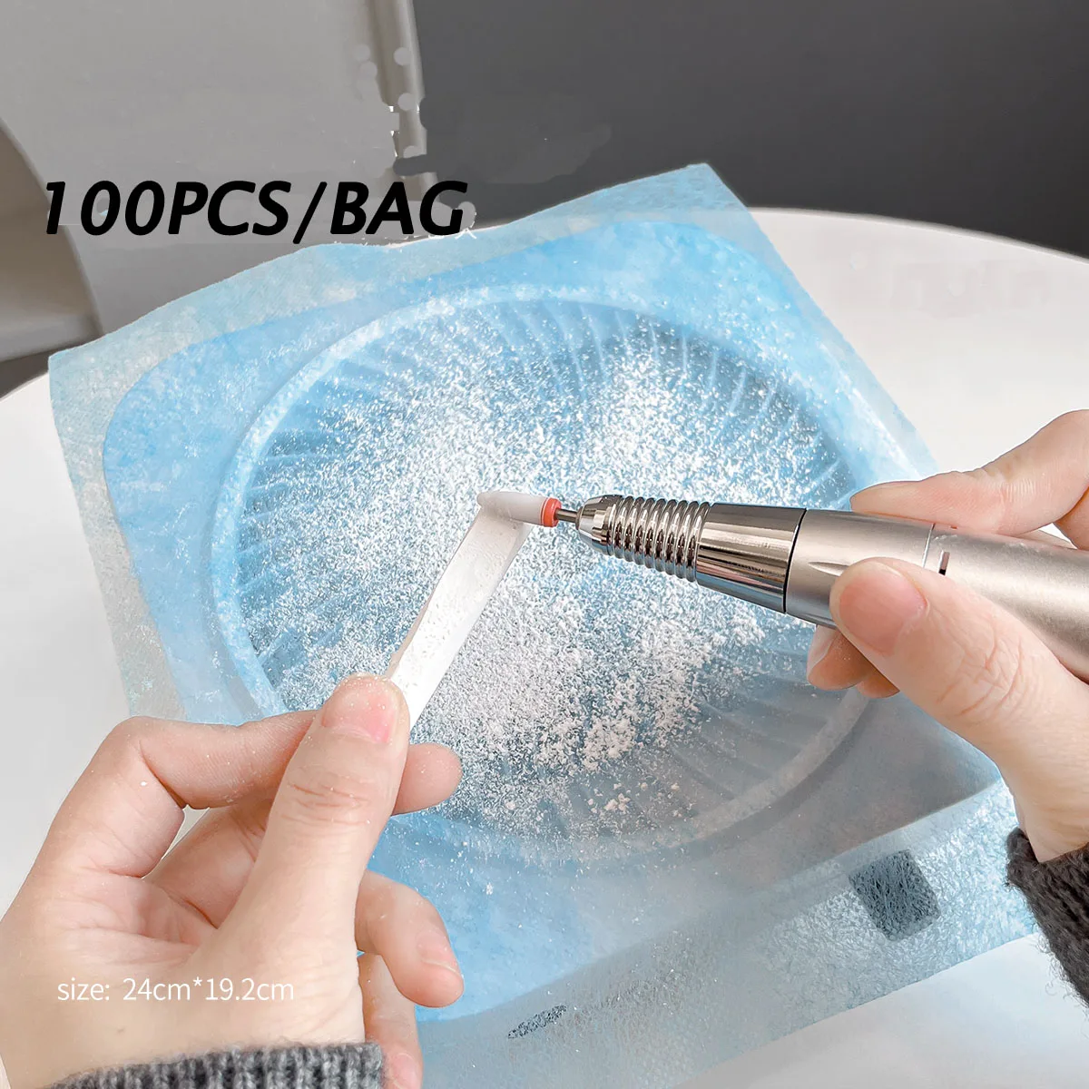 100pc Disposable Dustproof Nail Vacuum Filter 20*24cm Blue Nail Art Dust Collector Filter Nail Cleaner Non-Woven Dust Filter Mat
