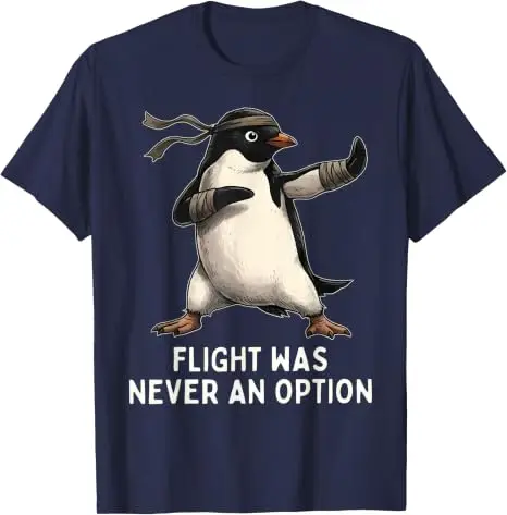 Fliegen war nie eine Option Pinguin Taekwondo Kampfsport T-Shirt Y2k Jiu Jitsu, Kung Fu Grafik-Bekleidung Humor Weiches Baumwoll-T-Shirt – Detail 13