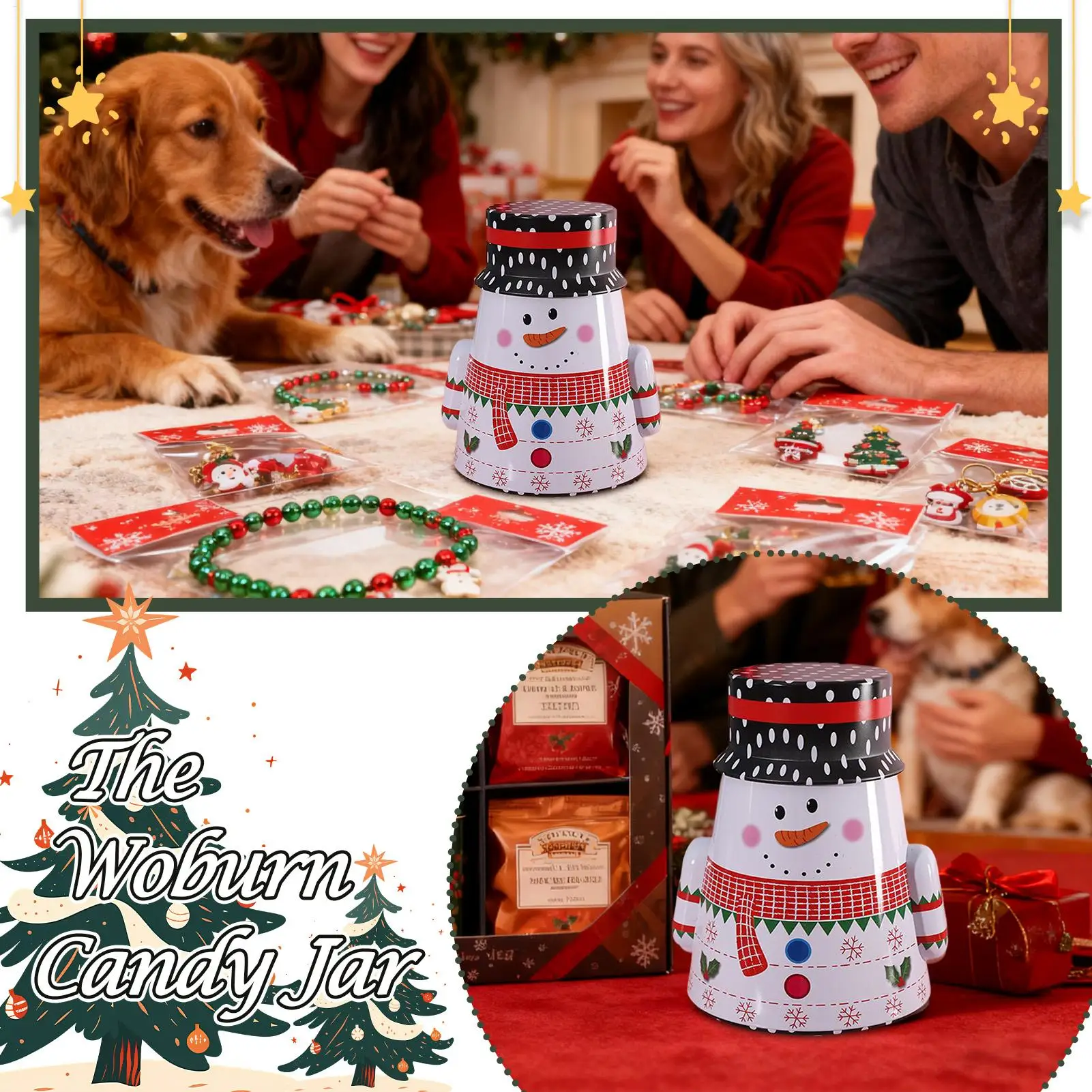 Christmas Cookie Jars Airtight Santa Snowman Cute Candy Jar Cookie Container For Stocking Stuffers Party Favors Greeting Cards
