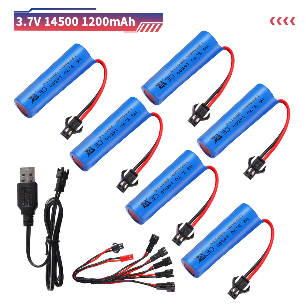 3.7V 1200mah Battery 14500 and charger For C2 D828 RC Stunt Dump Car Toy Accessory 3.7V 14500 Li-ion battery with SM-2P Plug