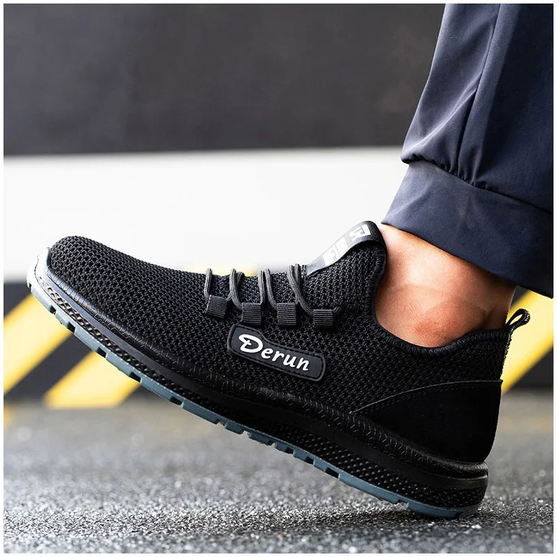 men fashion breathable steel toe caps work shoes black summer safety shoe worker tooling security boot protective footwear mans