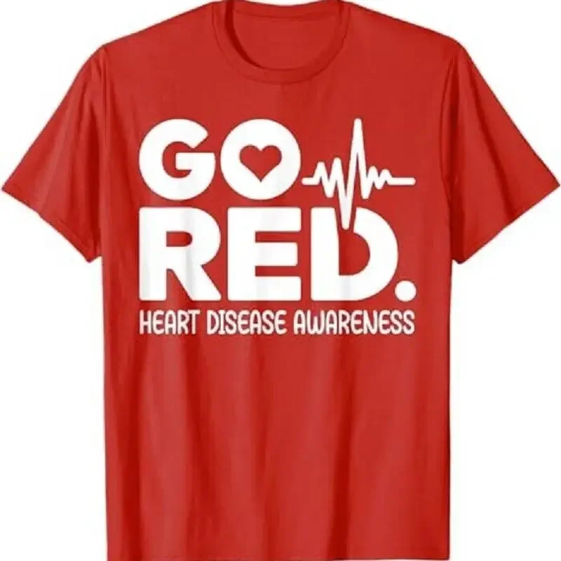 Go Red For Heart Disease Awareness Heartbeat CHD Wear Red T Shirt