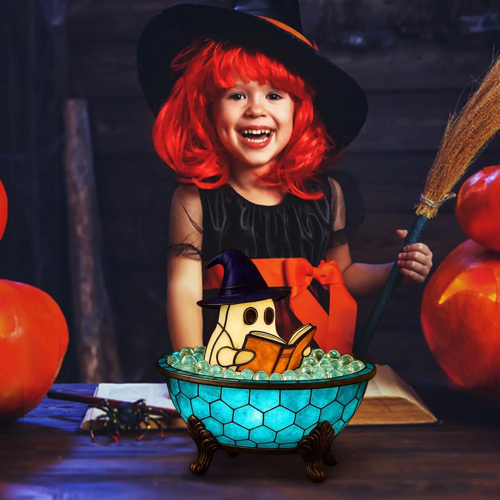 Ghost Bubble Bath Lamp,Ghost Reading Book LED Night Light,Halloween Party Decorations Indoor, Halloween Centerpieces Decorations