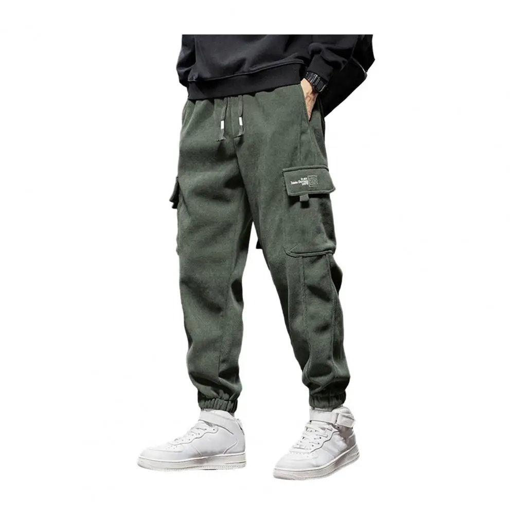 Winter Fleece Men Big Size 3XL Thick Warm Wide Leg Straight Cargo Pants Male Thermal Baggy Trousers