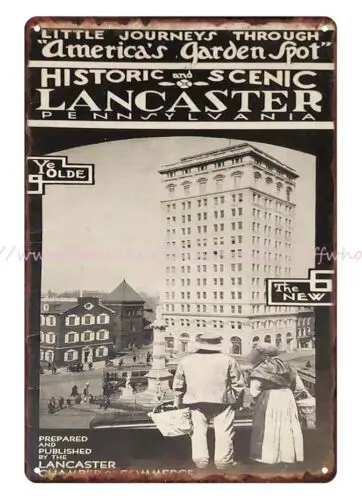 1937 HISTORIC & SCENIC LANCASTER PENNSYLVANIA metal tin sign indoor wall art