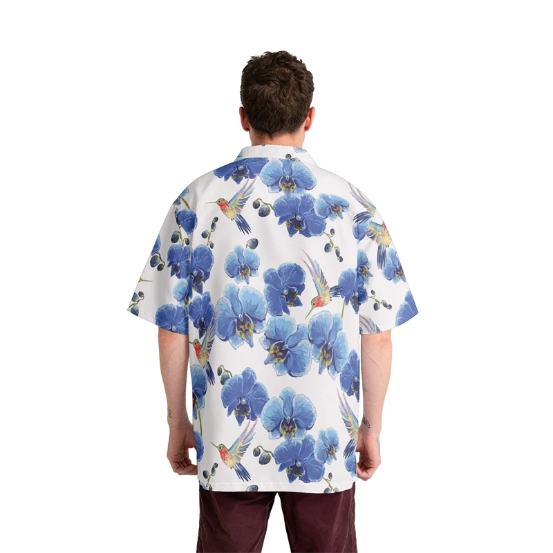 Tropische Kolibrie 3D Bedrukte Shirts Voor Mannen Kleding Casual Hawaiiaanse Dieren Korte Mouw Kleine Vogel Blouses Aloha Knop Tops