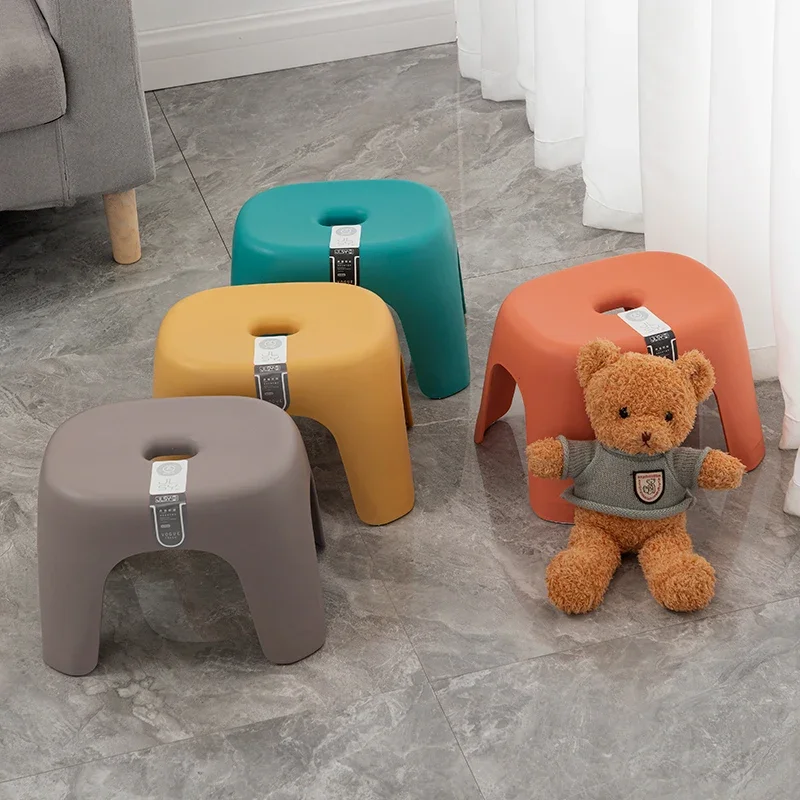

Household Thickened Plastic Small Stool Durable Sturdy Children's Low Stools Home Furniture Living Room Shoe Changing Ottoman