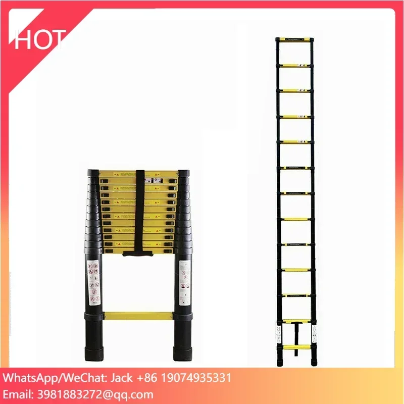 

Hot Selling 3.8m Indoor Collapsible Ladder Adjustable Aluminum Folding Telescopic Ladder