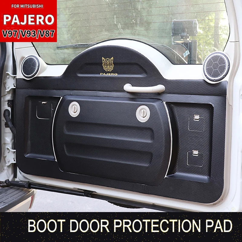 Tail Door Anti Kick Pad Leather Sticker For Mitsubishi Pajero V97 V93 V87 Rear Box Door Protective pad sticker Car Accessories