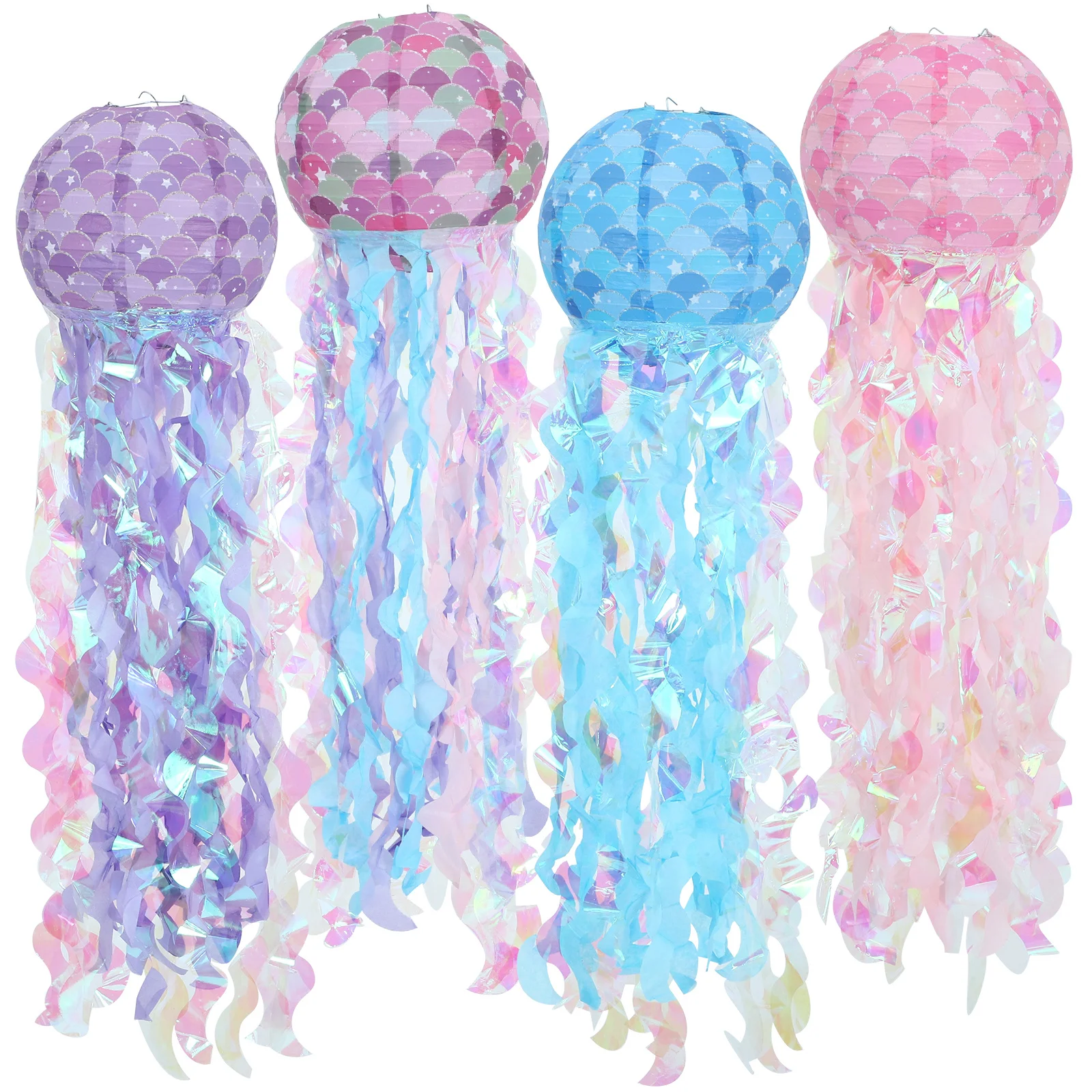 

4 Pcs Jellyfish Paper Lantern Birthday Decorations Hanging Decorative Night Light Lamp Bubble