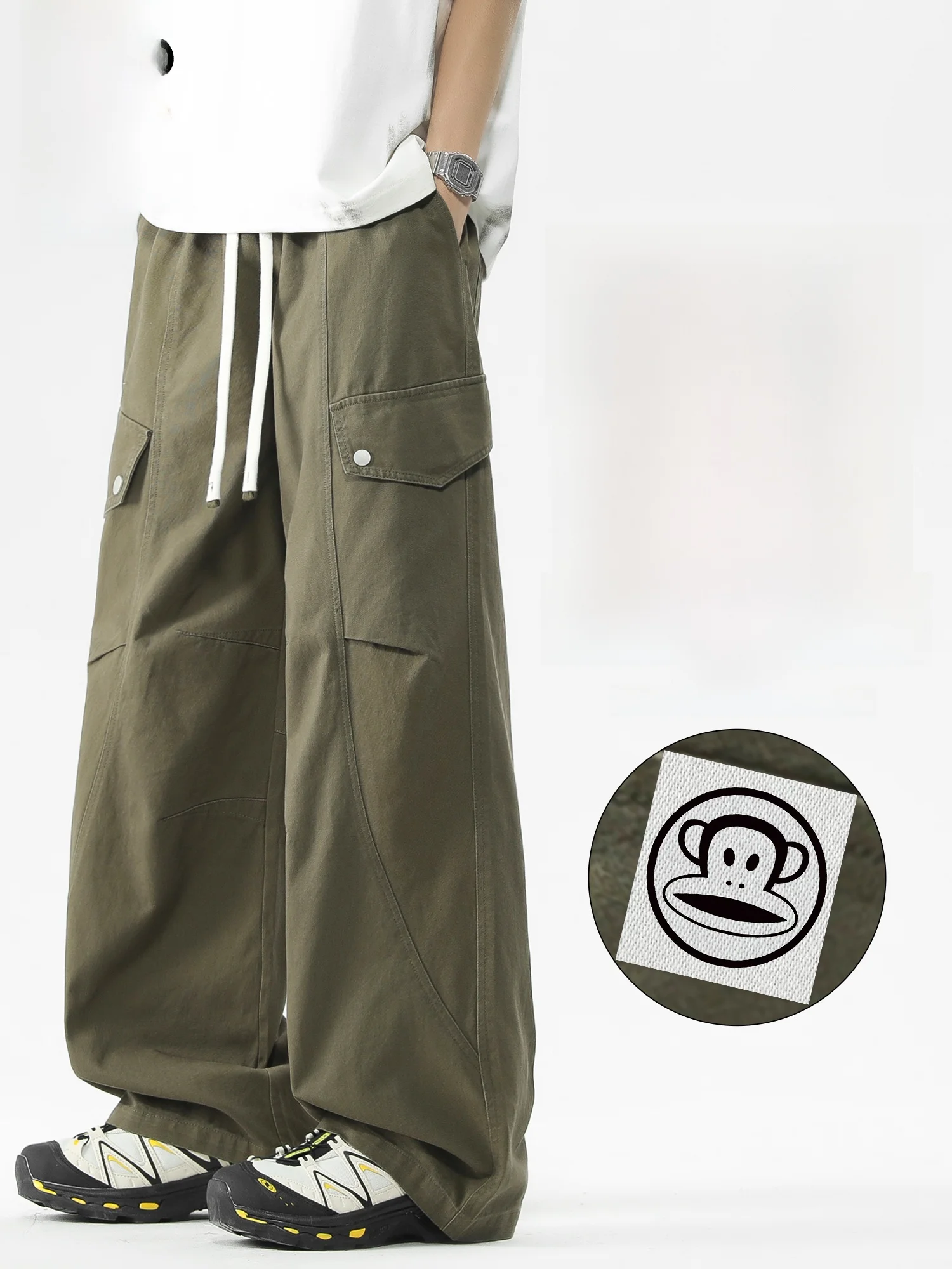 

Мужские повседневные брюки Paul Frank American Sle свободного кроя из чистого хлопка, прямые, весенние, новые, рабочие брюки