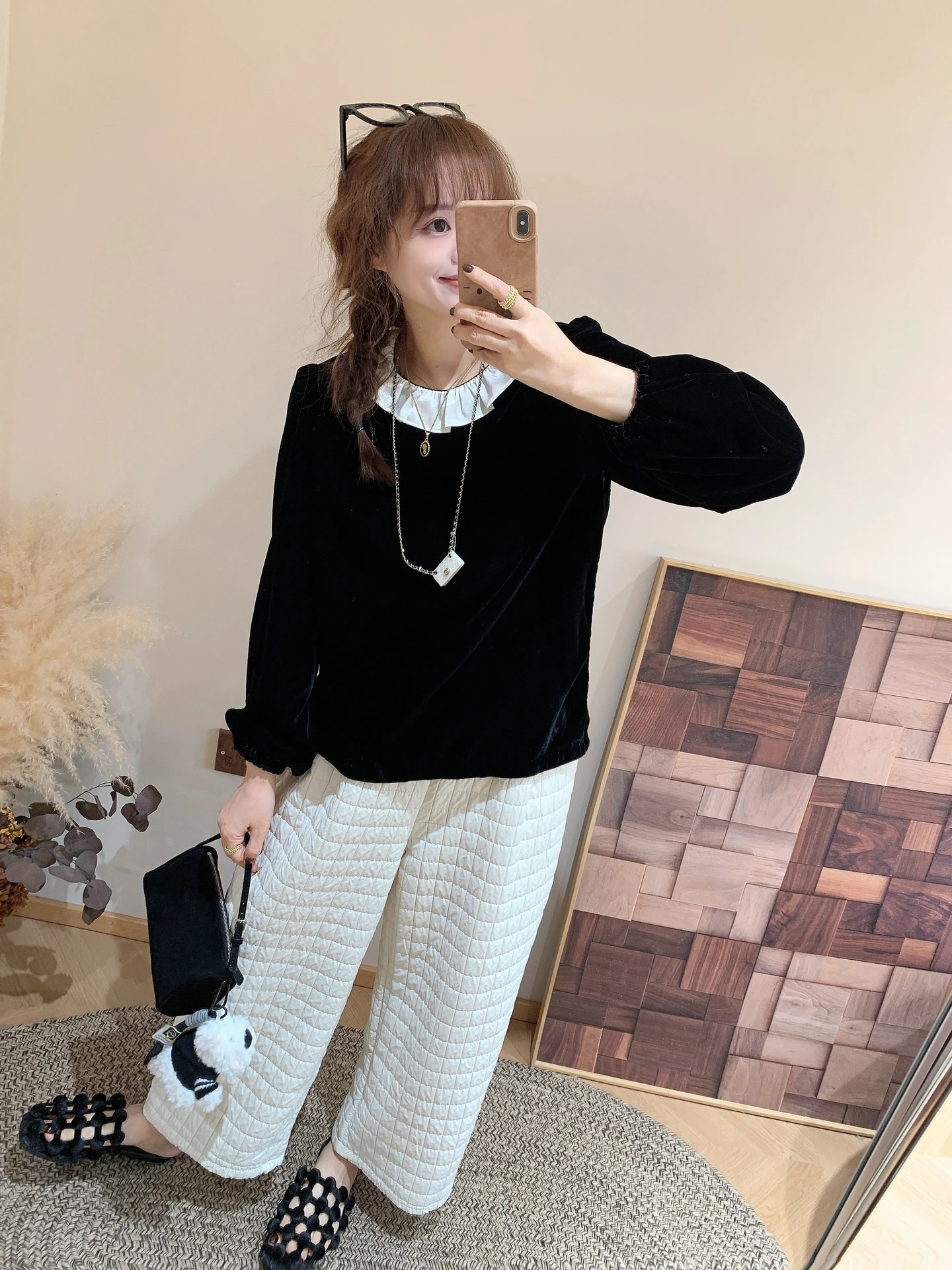 

Новая женская вельветовая блузка Ele Bla с рукавами-фонариками, в стиле ретро, из шелкового вельвета, для девушек, маленький размер, приталенный крой