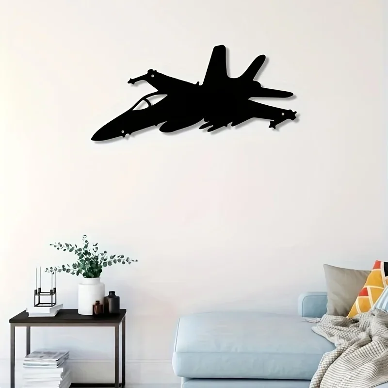 1pc Jet Fighter Wall Art, Metal Wall Sign, Aesthetic Wall Decoration Retro Metal Hanging Ornament,Iron Art, Wall decoration