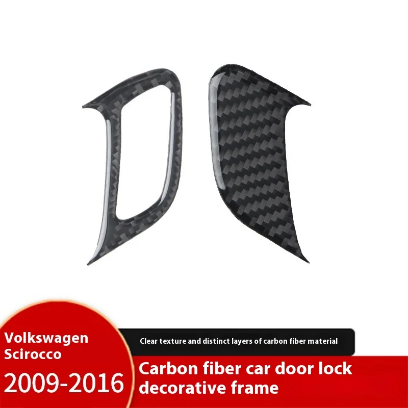 

For Volkswagen Scirocco Interior Modification Real Carbon Fiber Door Lock Decorative Frame, Auto Parts
