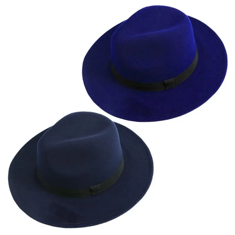 

652F Мужская и женская шляпа-котел с джазовым бантом из жесткого фетра, панама-котел с широкими полями, гангстерская кепка