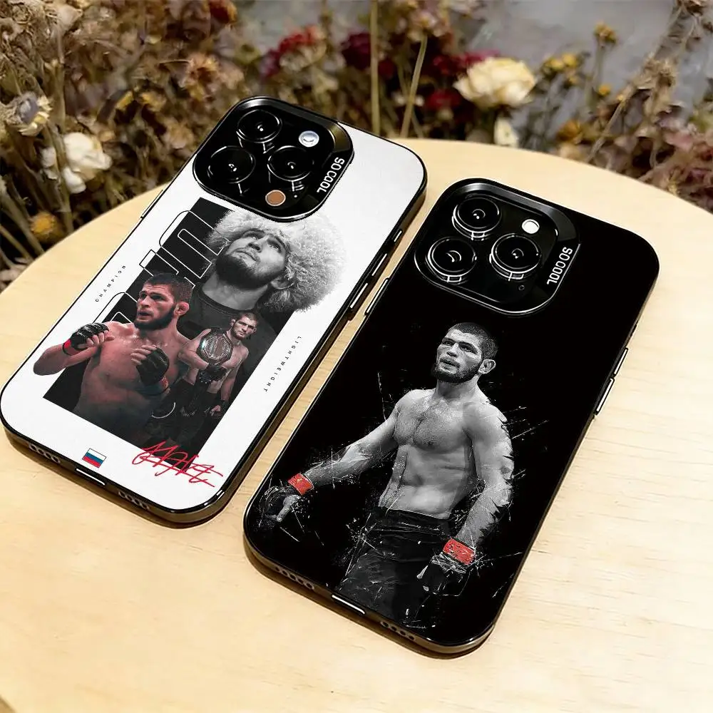 

Champion Boxing K-Khabib Phone Case For iPhone 17,16,15,14,13,12,11 Plus,Pro Max,XS,Colorful Silver Black Cover