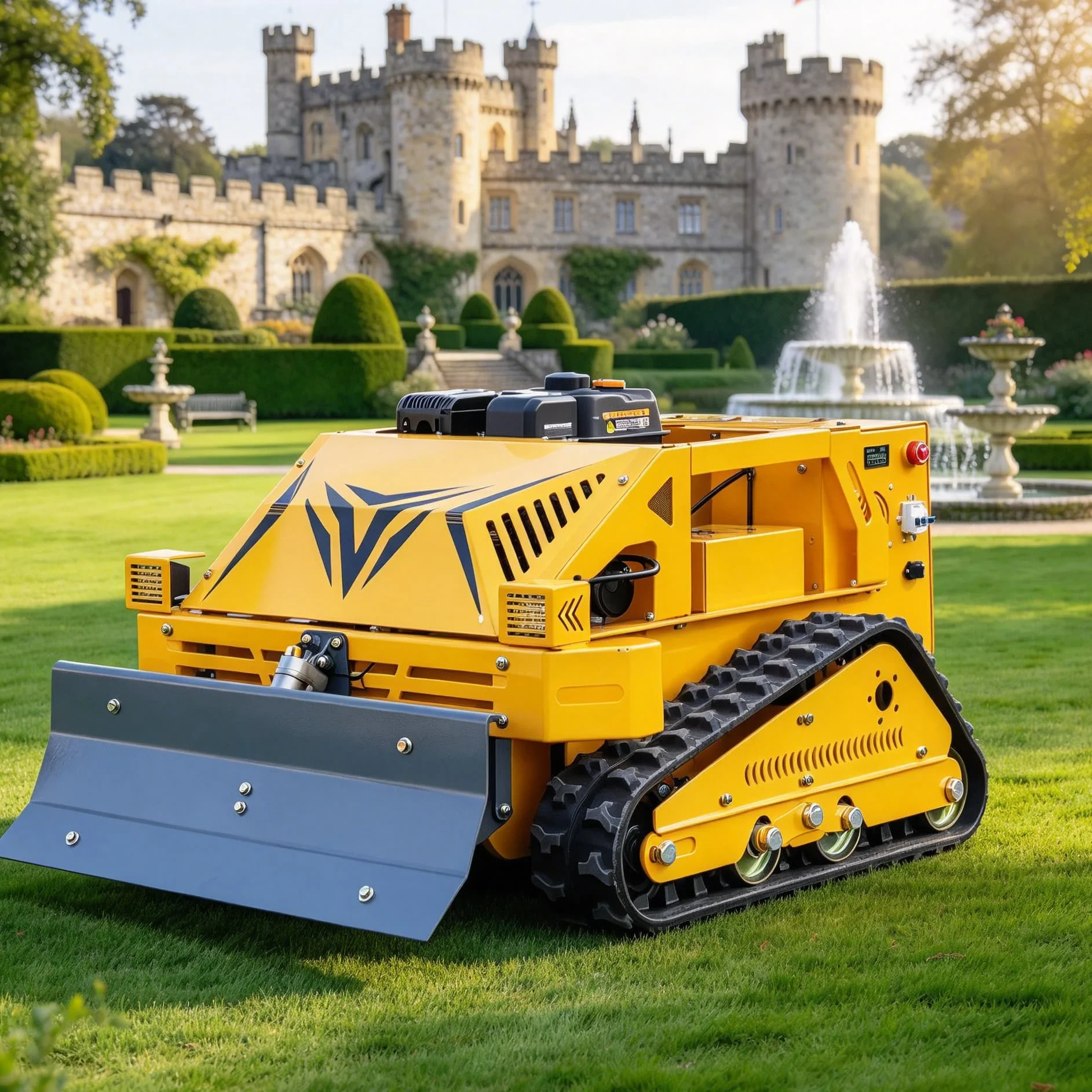 Customized rc rotary mower for park landscape, remote controlled lawn-mower with adjustable deck height for different turf