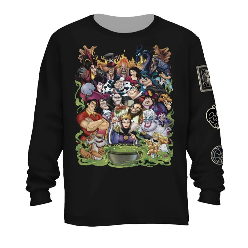 

Групповой коллаж Disney Villains, одинаковые комплекты для всей семьи, пуловер с круглым вырезом, толстовка свободного покроя, удобная стильная осень-зима