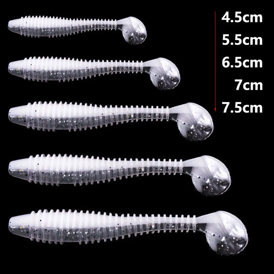 WALK FISH 10PCS Soft Lures Silicone Worms Baits 4.5cm 5.5cm 6.5cm 7cm 7.5cm Jigging Wobblers Fishing Lures Artificial Swimbaits