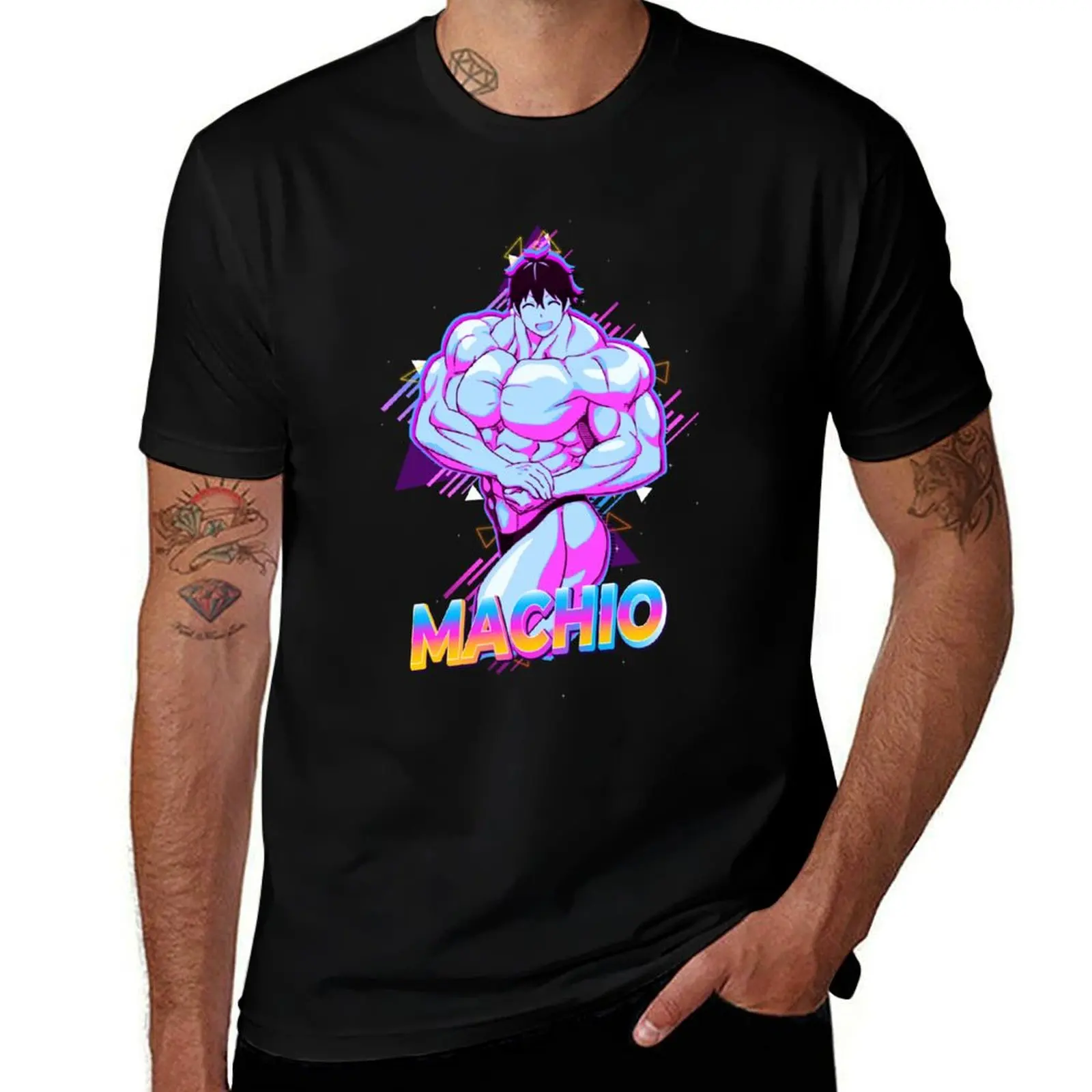 Machio Naruzo | Dumbbell Nan-Kilo Moteru T-Shirt Basic Crew Neck Short Sleeve Top