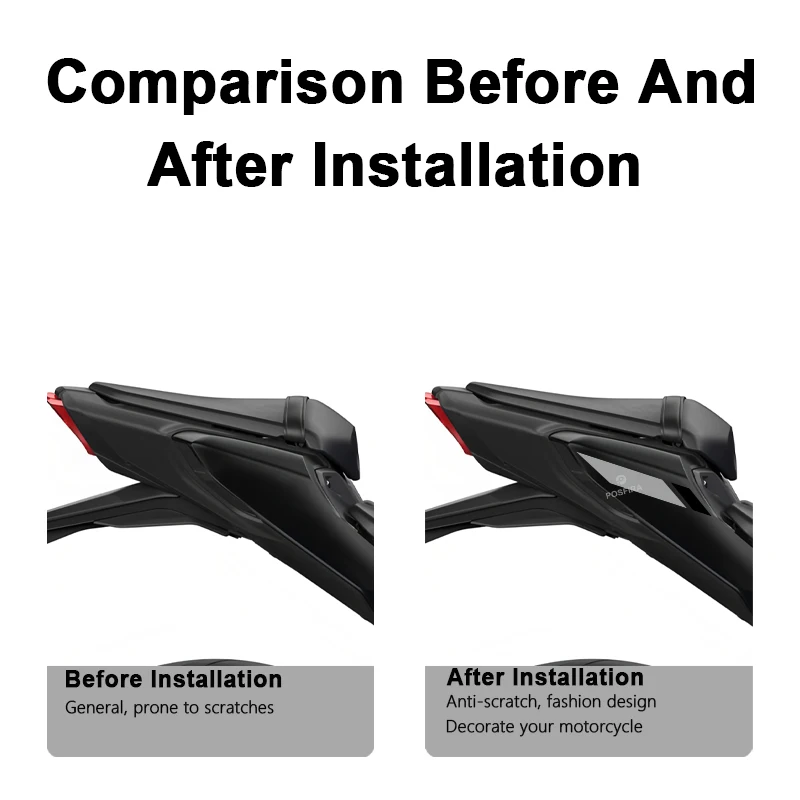 POSFIRA Motorcycle Rear Seat Panel Sticker Vinyl Decals for Yamaha MT 03 MT03 MT-03 2025 Motorbike Decoration Accessories