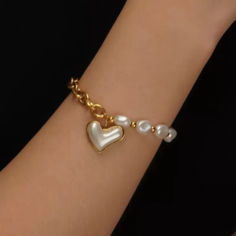 Europe and The United States Fashion Chain Imitation Pearl Love Bracelet, Women's Personalized Trend Jewelry Accessories