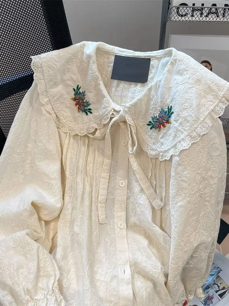 Losse Kanten Kraag irt voor plus Size Vrouwen Lente Herfst Knoop Tie Drapey Bovenkleding Meisje Sle Button ort Sve