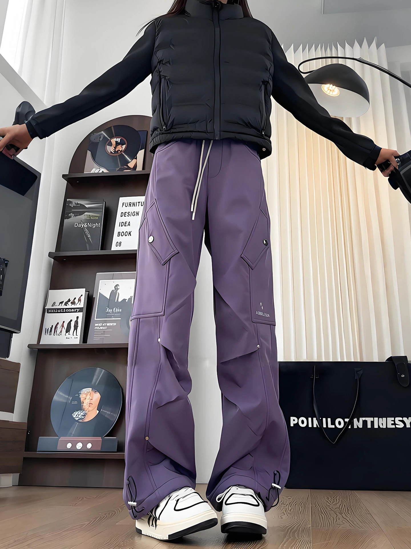 

Winter Purple American Fce Lined Workwear Trousers Men Women Outdoor Skiing Casual Hiking Pants Foldable Tee-Proof