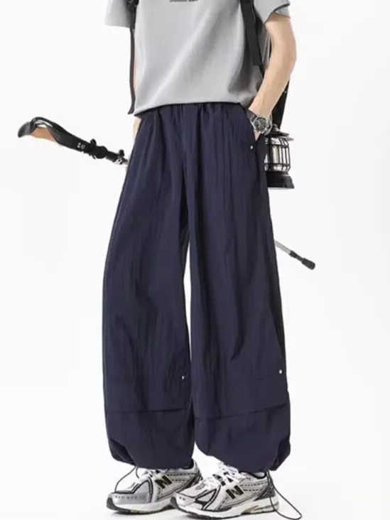 

Retro Loose Wide Leg Pants Qui Dry Outdoor Sports Floor-Length American Vibe Sle Casual Straight Leg Trousers for Teens