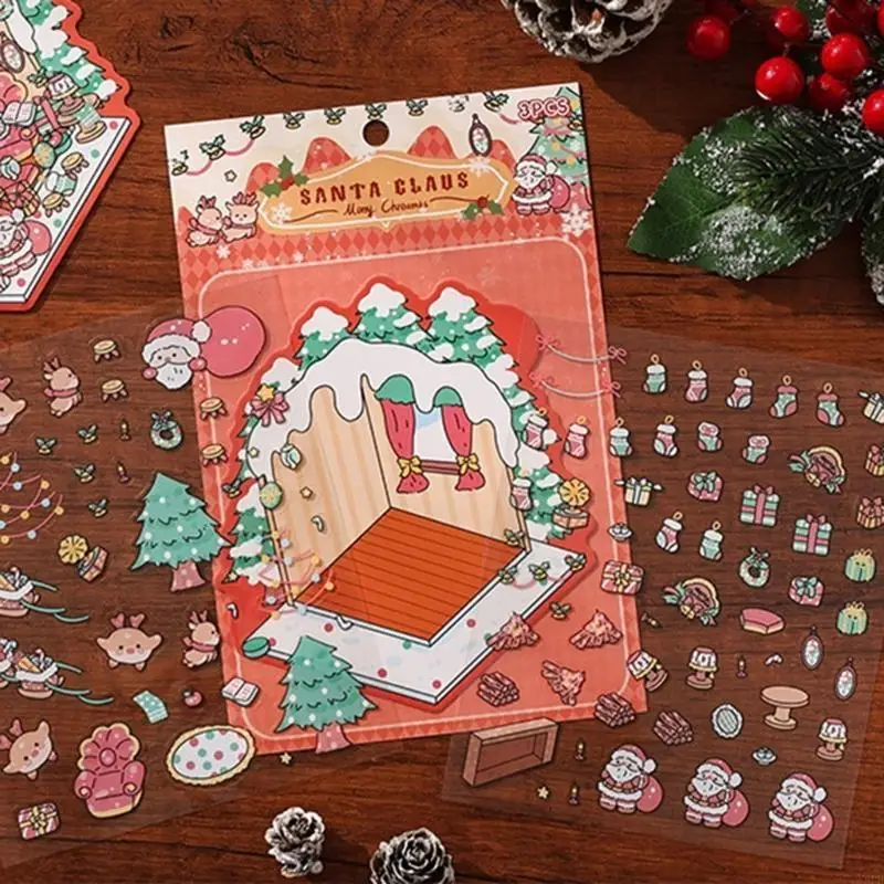 Y5LB Christmas Eve Sticker DIY Scene Make Sticker Birthday Gift for Adults and Kid