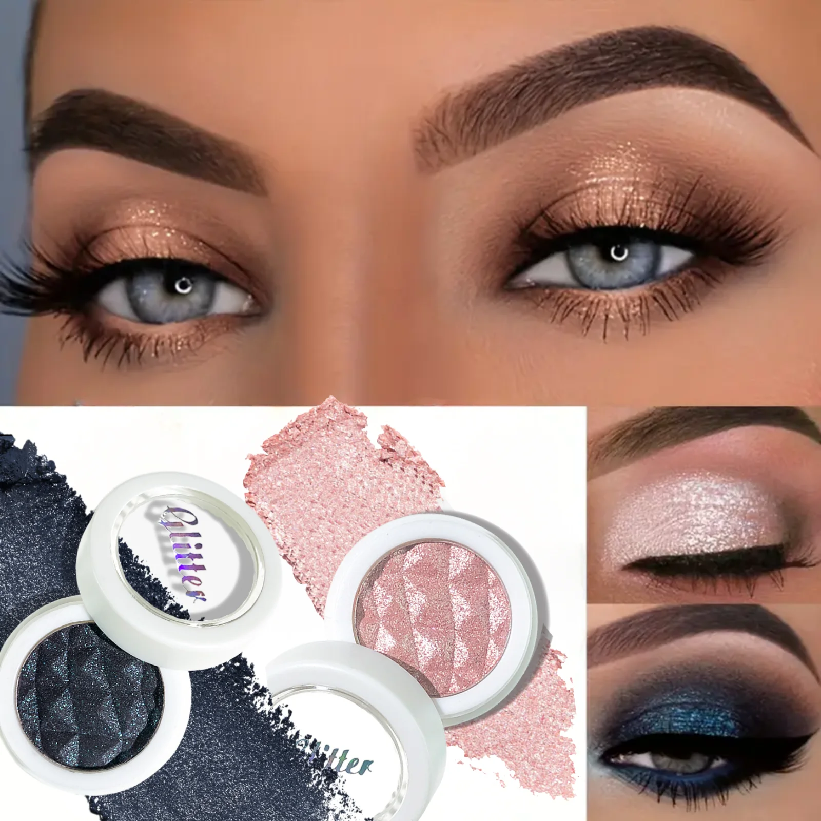 وعاء واحد لظلال العيون اللامعة - بودرة ظلال عيون مصبوغة لامعة تدوم طويلاً ومقاومة للماء ومكياج عيون متألق للحفلات واليومية #1