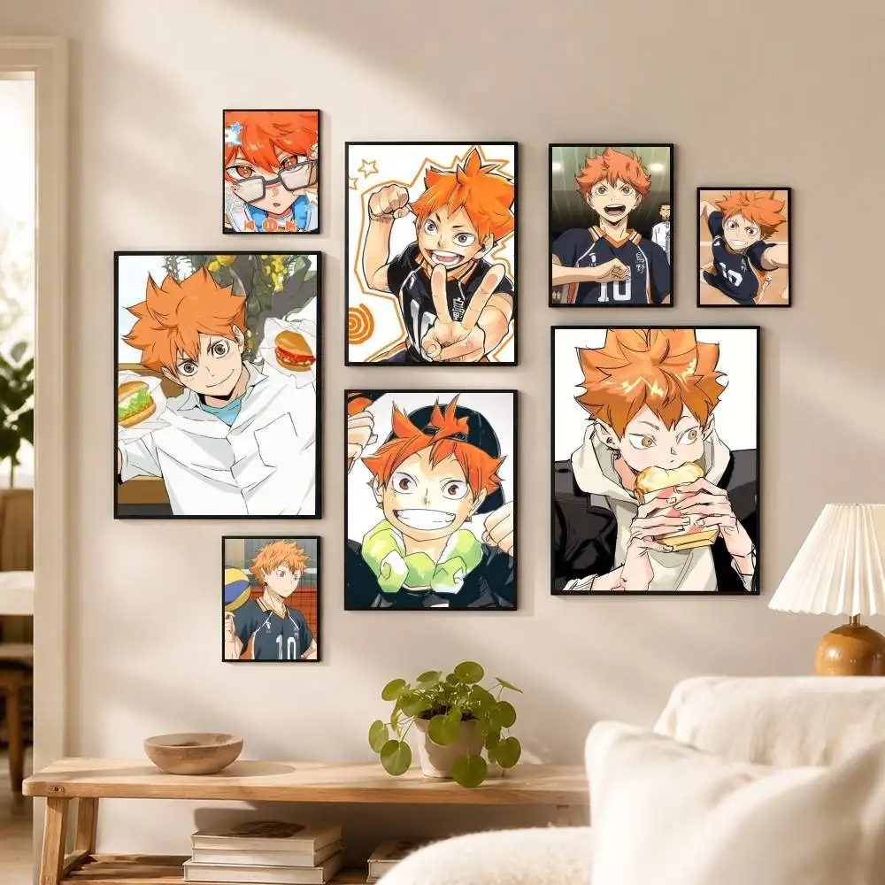 Anime H-Haikyuu Shoyo Hinata Poster Waterproof Wall Art Sticker For Bar Living Room Vintage Decor High Quality Print Gift