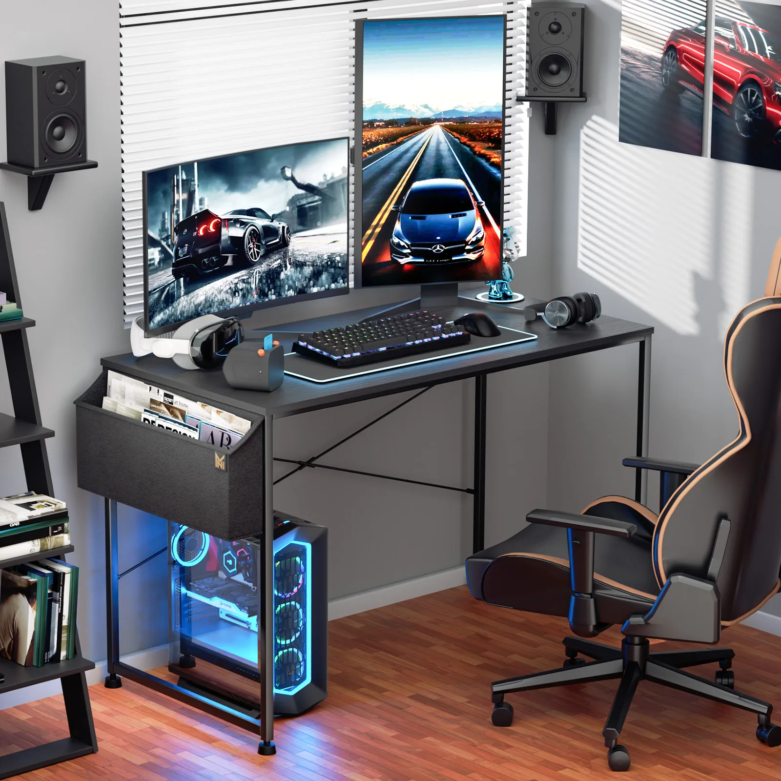 โต๊ะคอมพิวเตอร์ 47 นิ้ว โต๊ะเล่นเกมไม้แบล็ควิลโลว์สำหรับโฮมออฟฟิศ คอมพิวเตอร์เวิร์คสเตชั่น