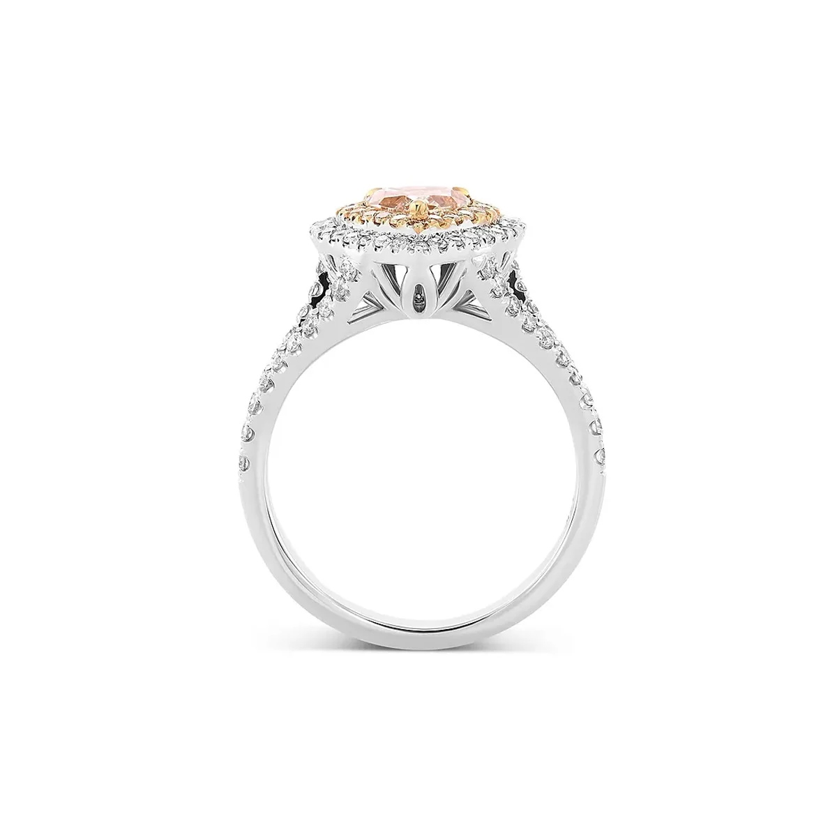 Dae Vonca Pink Heart Lab Grown Diamond Double Halo Ring PT950 K Rose Gold Wedding Ring For Women