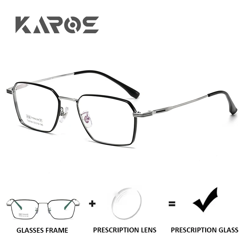 

KAROS Professional Progressive Eyeglasses Pure Titanium Square Frame Prescription Lenses With Anti Blue Light And Photochromic M