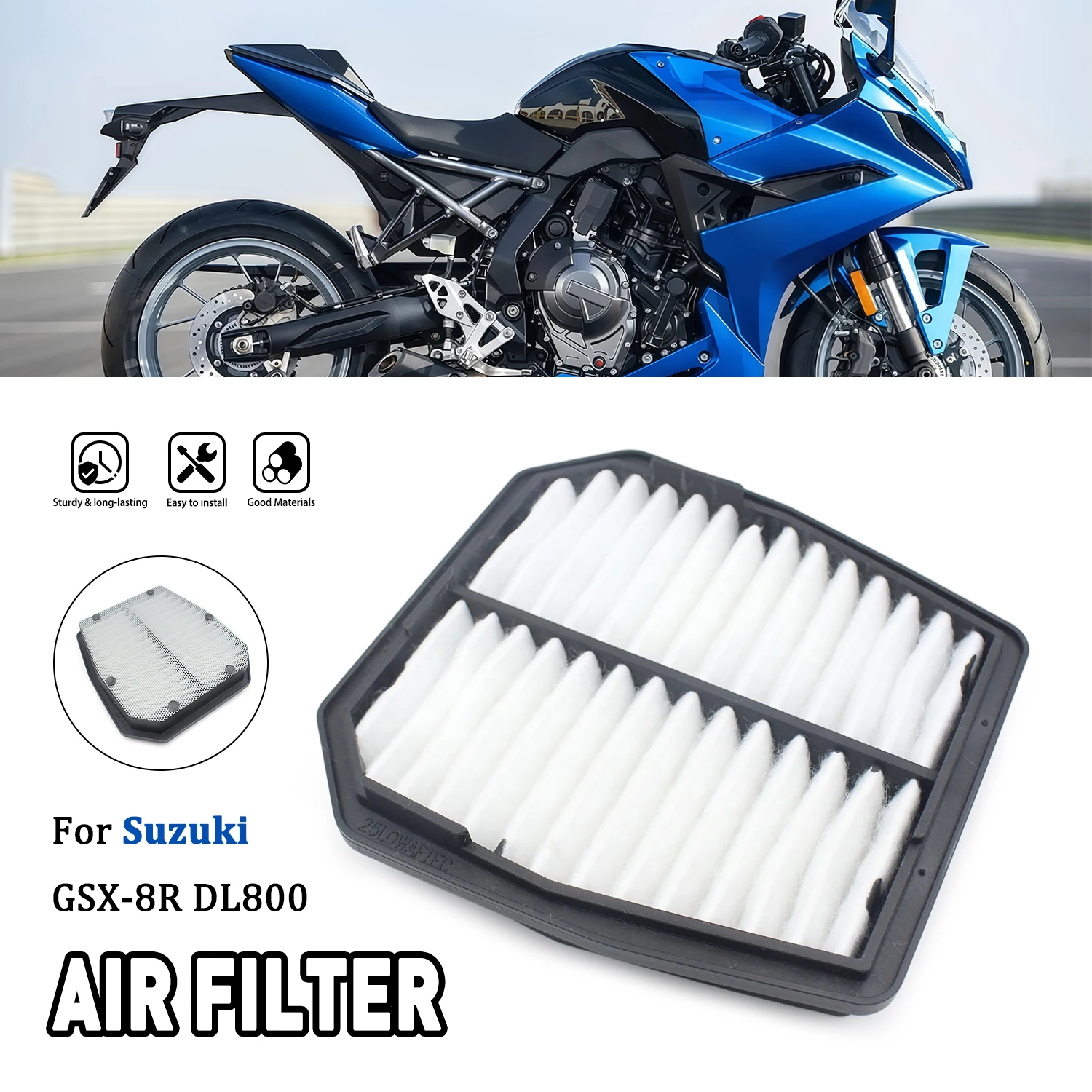 Motorcycle Part 13780-25L00 For Suzuki GSX-8R DL800  2024 2025 2026 Air Filter Cleaner Element Intake Filter
