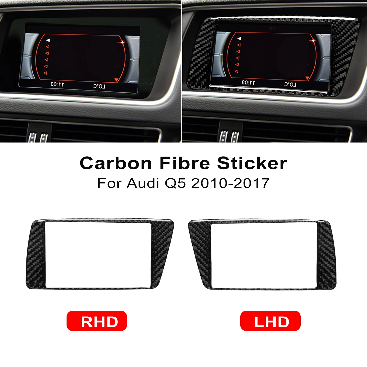 

For Audi Q5 2010-2017 Accessories Carbon Fiber Modification Interior Car Navigation Panel Trim Frame Decorative Cover Sticker