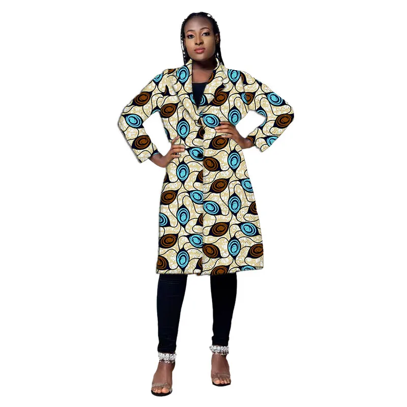 Colorful Print Long Women's Suit Jackets Original Design African Fashion Female Blazers Tailored