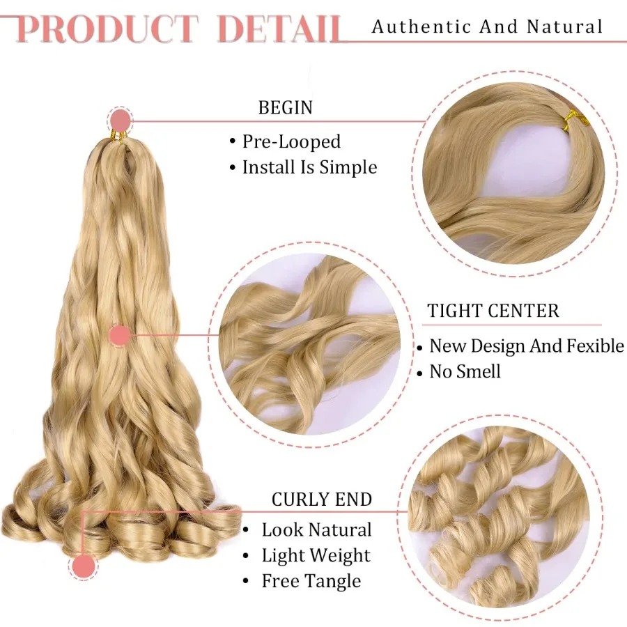 24 بوصة فضفاضة متموجة الفرنسية الضفيرة تجديل وصلات شعر 8 حزمة نطاط مجعد الشعر الاصطناعية للمظهر الطبيعي مثالية لتصفيف الشعر #3