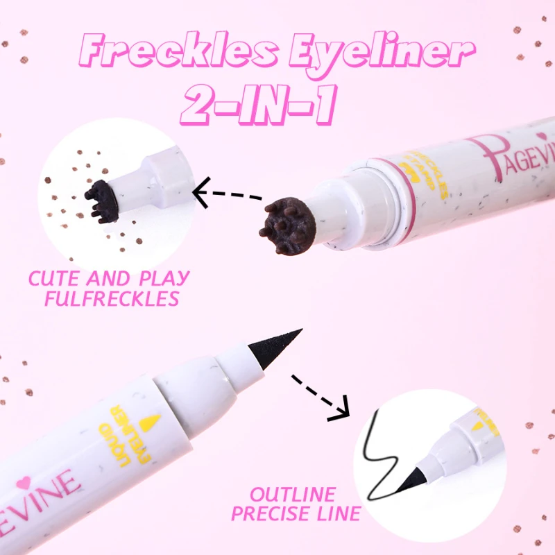 Double-Ended อายไลเนอร์ปากกา,ยาวนาน Freckle ปากกาอายไลเนอร์ปากกาเคล็ดลับแสตมป์, eye Liner ดินสอ Fast Drying Eye แต่งหน้า