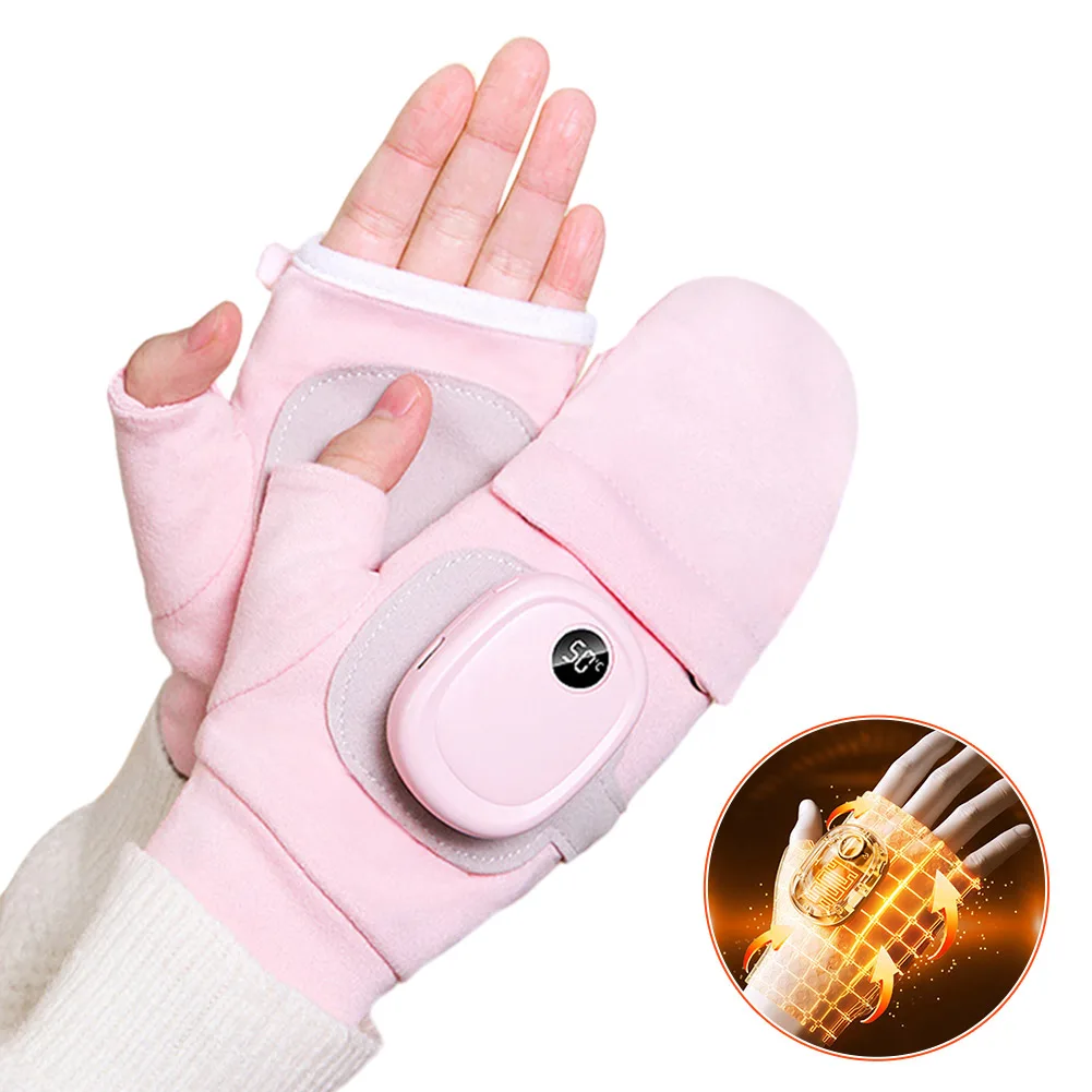 Washable Heated Gloves Hand Warmer Gloves Waterproof USB Rechargeable Winter Gloves With Three Gears Windproof Full-Finger Glove