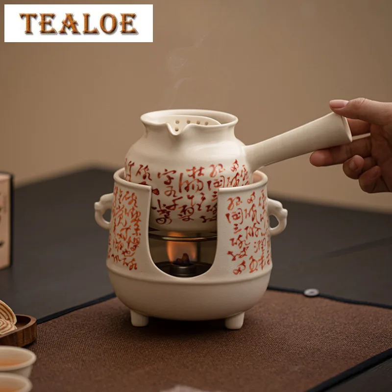 

Soda Glazed Fish Poems Tea Warmer Holder Alcohol Burner Stove Kettle Stand Boiling Water Tea Carbon Furnace Teaset Accessories