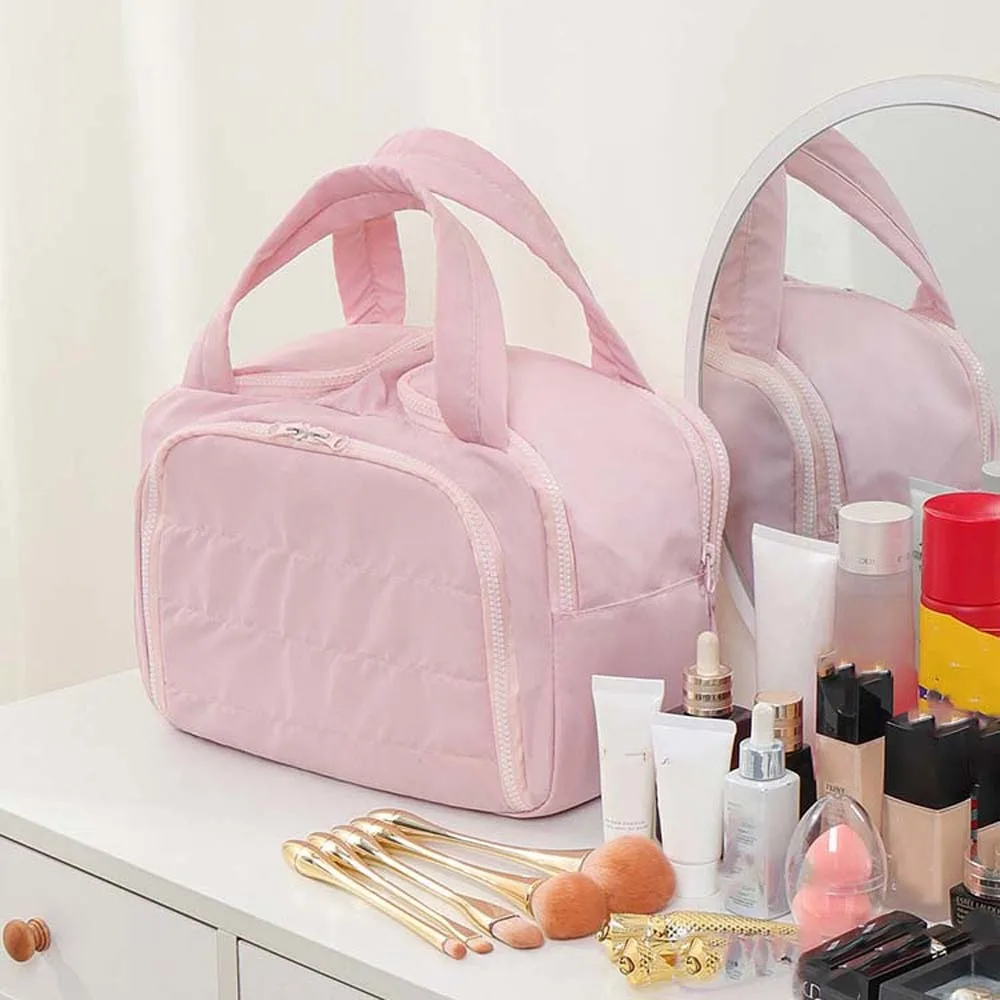 لينة Kawaii بلون حقيبة مستحضرات التجميل البلاستيكية المضادة للرذاذ المياه الحقائب مقسم حقيبة متعددة الطبقات ثلاثية الأبعاد حقيبة أدوات الزينة المحمولة يوميا