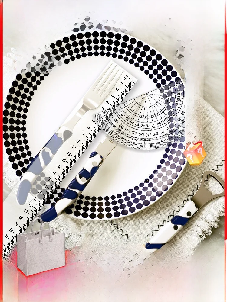 

Claude Dozorme Blue Marble Pattern Wolf Head Steak Fork Western Dining Utensils Home Use Main Course Fork Stainl Steel