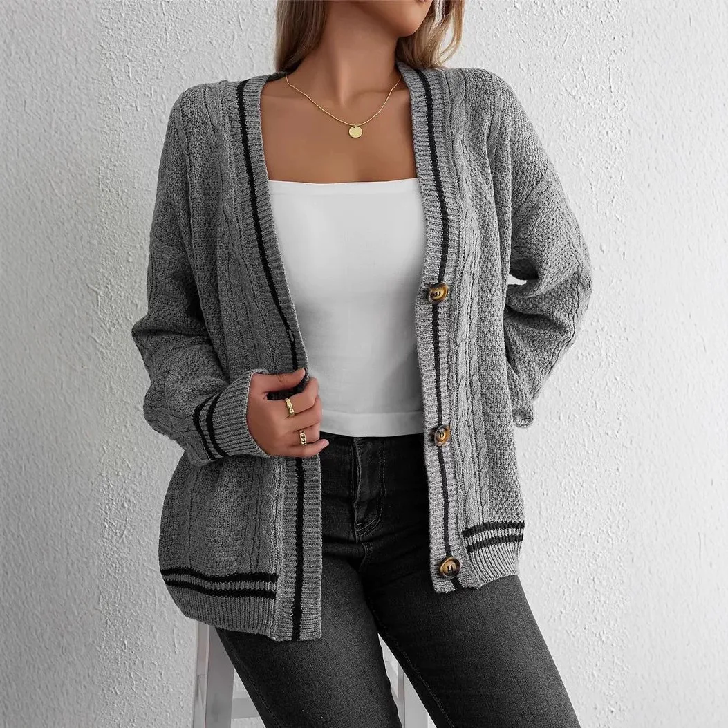 

Knitted Cardigan Sweater Women's 2025 Autumn and Winter Lazy Wind Embroidery Stars Loose Knitted Cardigan Jacket