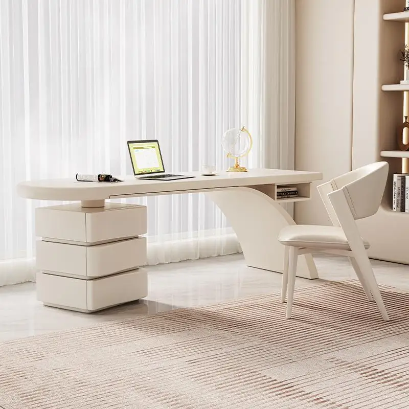 

French cream style desk home designer light luxury modern simple writing women solid wood Internet celebrity desk