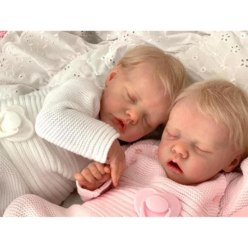 45CM Twins A/B Sleeping Reborn Baby Doll Already Painted Finished  Newborn Baby Doll 3D Skin Visible Veins кукла младенец