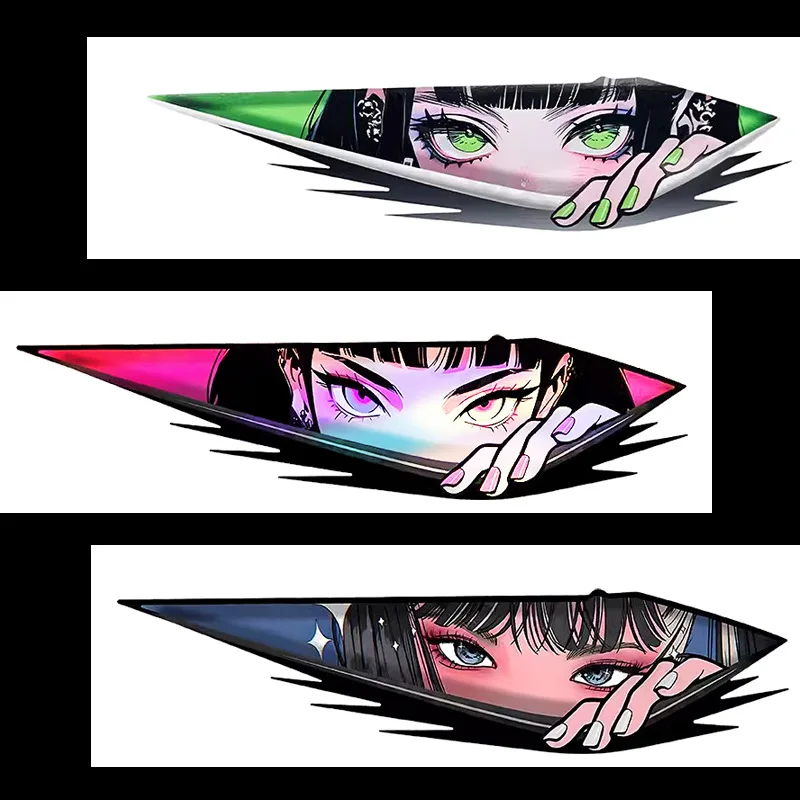 Pegatinas de coche láser Anime chica ojos estilo impermeable motocicletas pegatina Auto decoración Accesorios Para Auto para BMW GOLF AUDI