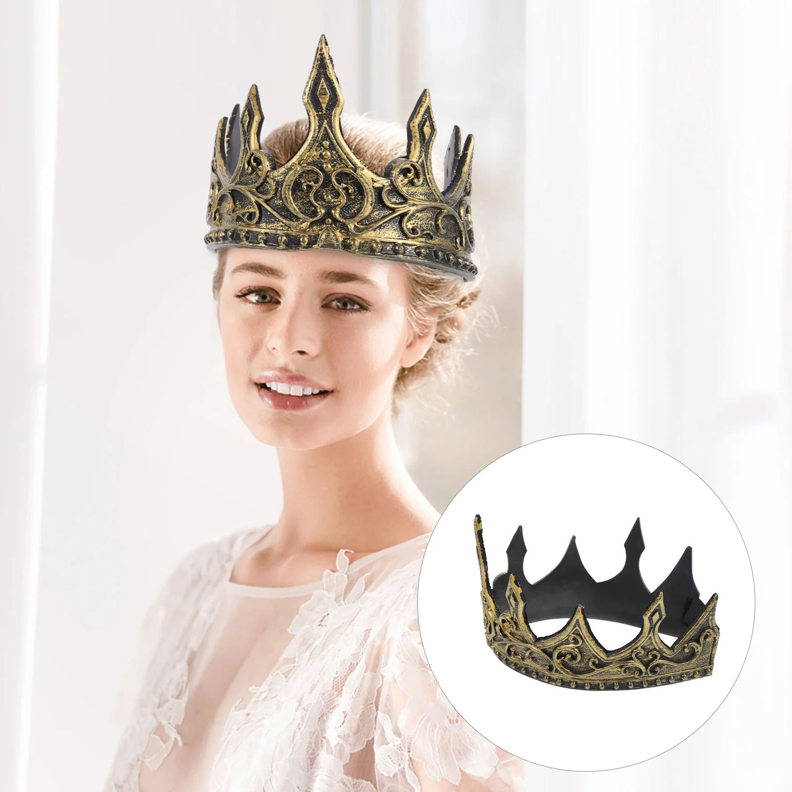 Royal Medieval Crown Headband PU Crown Men's Crown Headdress cosplay crown crown decoration golden crown